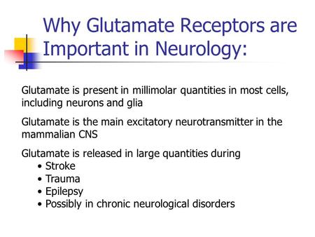 Why Glutamate Receptors are Important in Neurology: