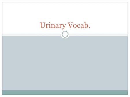 Urinary Vocab.. Albuminuria Excess protein in the urine.