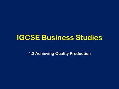 IGCSE Business Studies