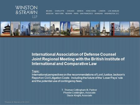 Winston & Strawn LLP © 2010 International Association of Defense Counsel Joint Regional Meeting with the British Institute of International and Comparative.