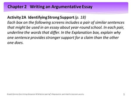 Activity 2A  Identifying Strong Support (p. 18)