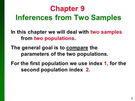 Chapter 9 Inferences from Two Samples