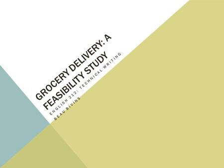 GROCERY DELIVERY: A FEASIBILITY STUDY ENGLISH 212: TECHNICAL WRITING BEAU BIVINS.