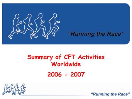 Summary of CFT Activities Worldwide 2006 - 2007. The Netherlands Dr Peet Botha: Speaking on “homosexuality” Oct 2006.