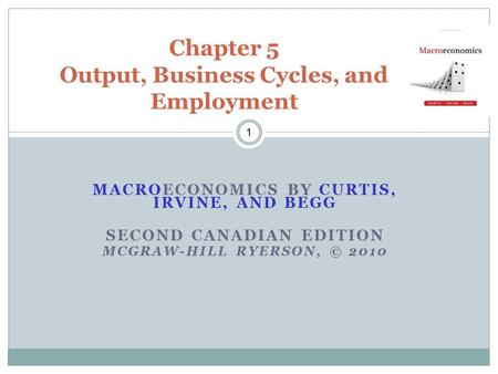 MACROECONOMICS BY CURTIS, IRVINE, AND BEGG SECOND CANADIAN EDITION MCGRAW-HILL RYERSON, © 2010 1 Chapter 5 Output, Business Cycles, and Employment.