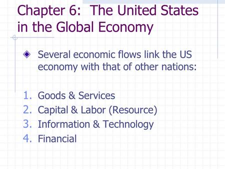 Chapter 6: The United States in the Global Economy