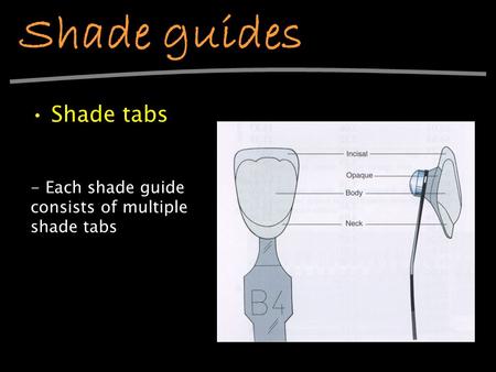 Shade guides Shade tabs