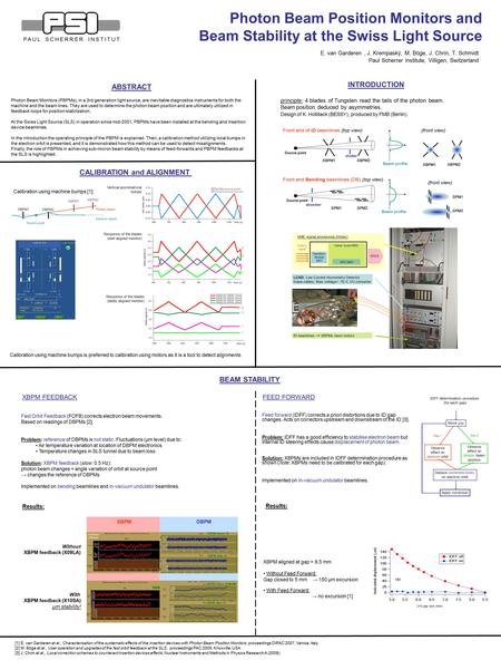 Photon Beam Position Monitors and Beam Stability at the Swiss Light Source E. van Garderen, J. Krempaský, M. Böge, J. Chrin, T. Schmidt Paul Scherrer Institute,