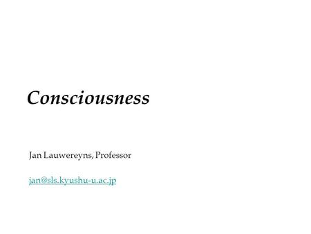 Consciousness Jan Lauwereyns, Professor