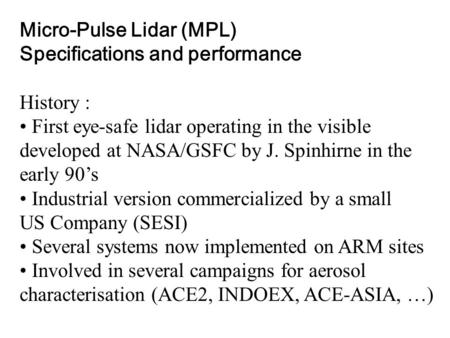 Micro-Pulse Lidar (MPL)