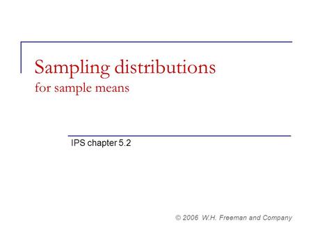 Sampling distributions for sample means