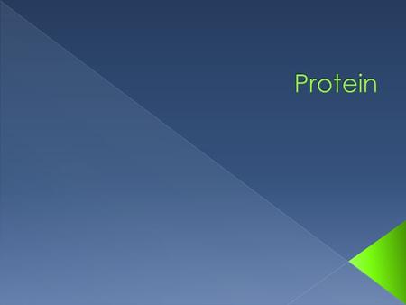  From Greek “protos”  Major component in all animal and plant tissues  Made up of hydrogen, oxygen, carbon and nitrogen.