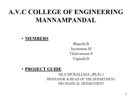 A.V.C COLLEGE OF ENGINEERING MANNAMPANDAL