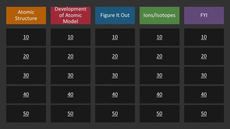 You can type your own categories and points values in this game board. Type your questions and answers in the slides we’ve provided. When you’re in slide.