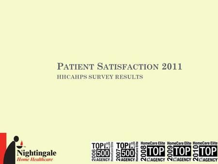 P ATIENT S ATISFACTION 2011 HHCAHPS SURVEY RESULTS.