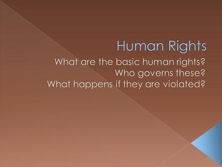 Human Rights What are the basic human rights? Who governs these?