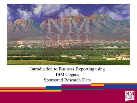 Introduction to Business Reporting using IBM Cognos Sponsored Research Data.