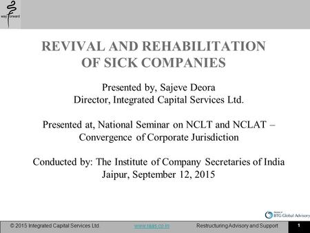 © 2011 Integrated Capital Services Ltd www.raas.co.in Page 1 Presented by, Sajeve Deora Director, Integrated Capital Services Ltd. Presented at, National.