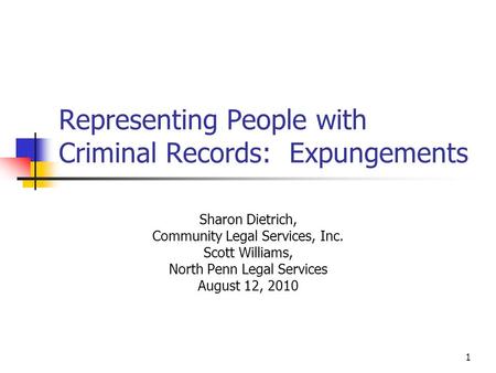 Representing People with Criminal Records: Expungements