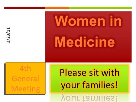 4th General Meeting 3/23/11. Officer Elections  Application will be emailed out tonight and will be put on the website.  March 30 th & April 13 th –