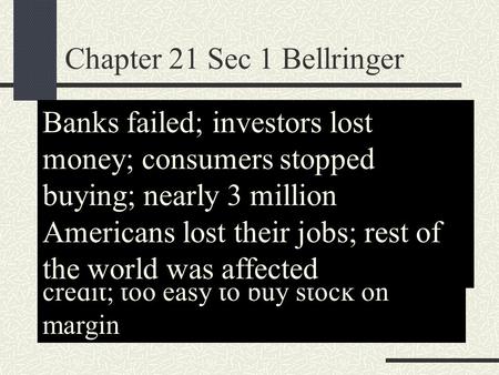 Chapter 21 Sec 1 Bellringer