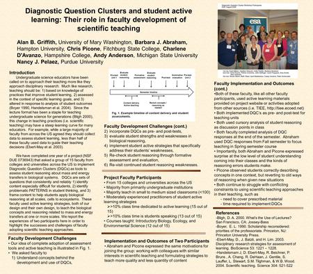 Diagnostic Question Clusters and student active learning: Their role in faculty development of scientific teaching Alan B. Griffith, University of Mary.