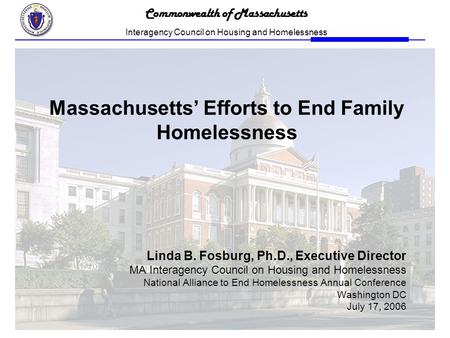 Massachusetts’ Efforts to End Family Homelessness