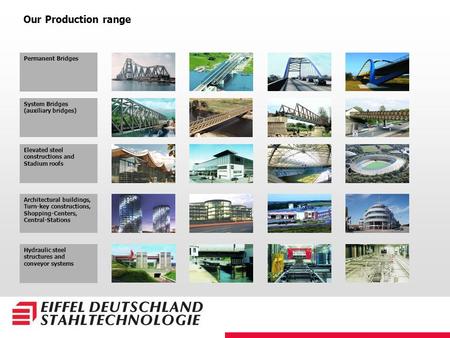 ThyssenKrupp Permanent Bridges Elevated steel constructions and Stadium roofs System Bridges (auxiliary bridges) Architectural buildings, Turn-key constructions,