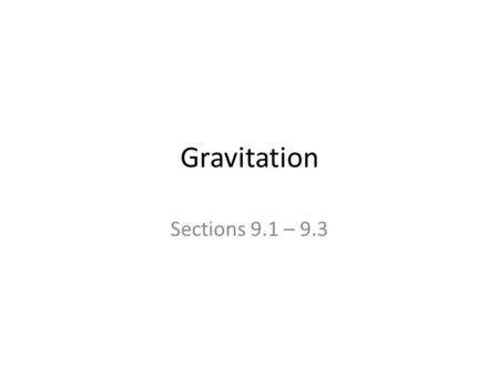 Gravitation Sections 9.1 – 9.3. Reminders Reading quiz for Chapter 11 (Sections 1-2) due by start of class on Tuesday. Lab this week: Lab A7-CE – Conservation.