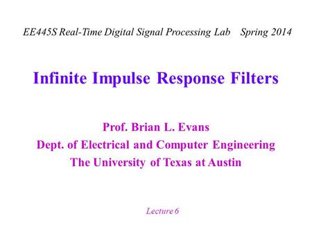 Infinite Impulse Response Filters