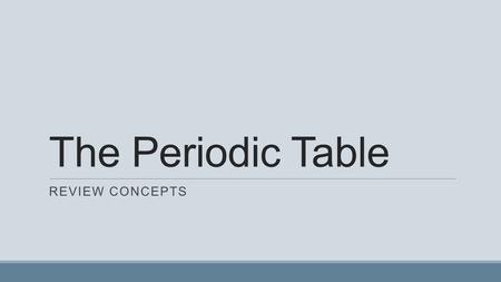 The Periodic Table Review Concepts.