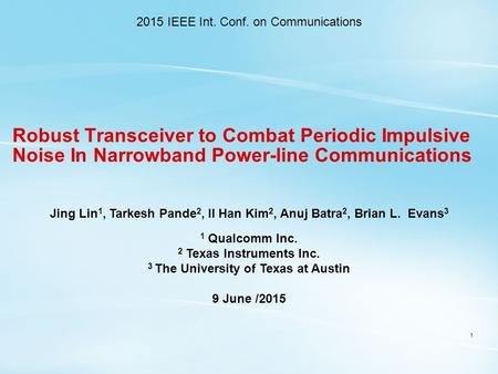 2015 IEEE Int. Conf. on Communications