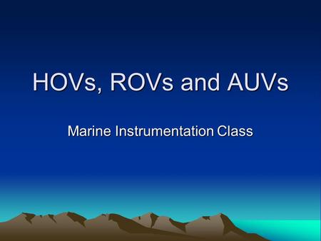 Marine Instrumentation Class