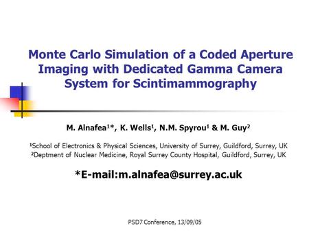 M. Alnafea1*, K. Wells1, N.M. Spyrou1 & M. Guy2