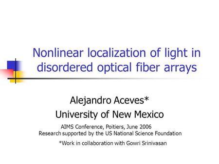 Nonlinear localization of light in disordered optical fiber arrays