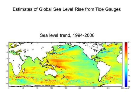 Estimates of Global Sea Level Rise from Tide Gauges Sea level trend, 1994-2008.