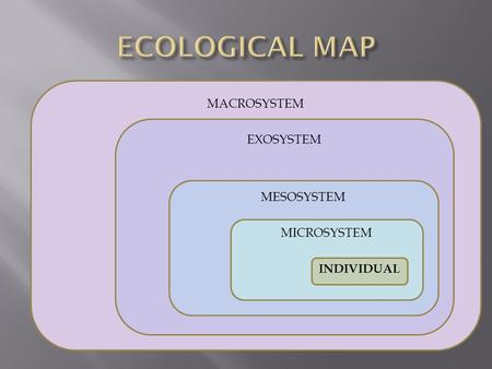 MACROSYSTEM EXOSYSTEM MESOSYSTEM MICROSYSTEM INDIVIDUAL.