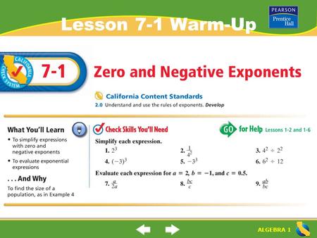 Lesson 7-1 Warm-Up.