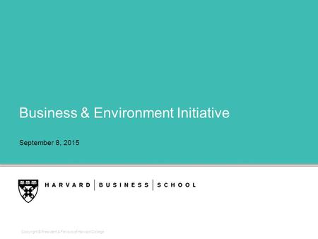 Copyright © President & Fellows of Harvard College Business & Environment Initiative September 8, 2015.