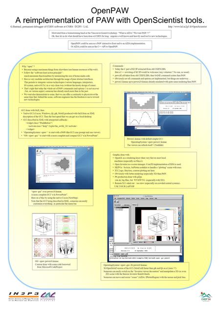 OpenPAW A reimplementation of PAW with OpenScientist tools.  Commands : Today the C part of KUIP extracted from old.