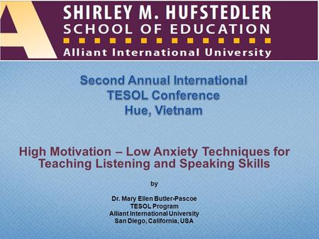 Second Annual International TESOL Conference Hue, Vietnam