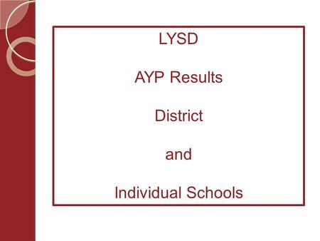 LYSD AYP Results District and Individual Schools.