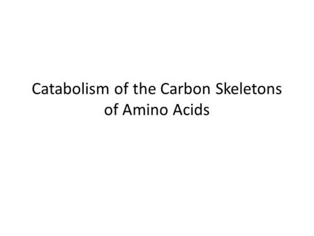 Catabolism of the Carbon Skeletons of Amino Acids