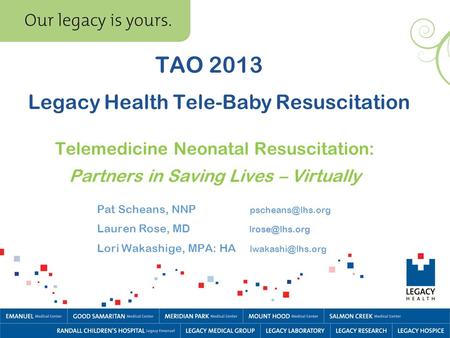 Legacy Health Tele-Baby Resuscitation