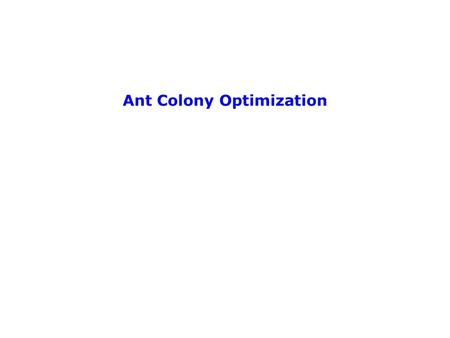 Ant Colony Optimization. Summer 2010: Dr. M. Ameer Ali Ant Colony Optimization.