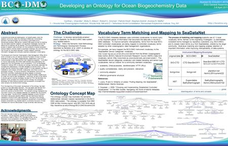 Local global disambiguation of terms and concepts The BCO-DMO metadata database uses controlled vocabularies to record many of the important pieces of.