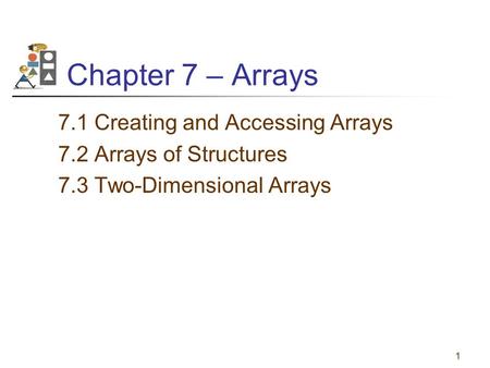 Chapter 7 – Arrays 7.1 Creating and Accessing Arrays