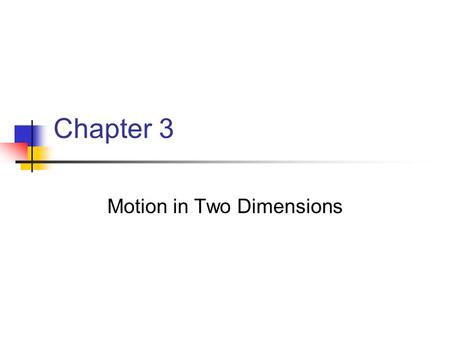 Motion in Two Dimensions