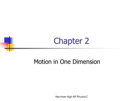 Motion in One Dimension