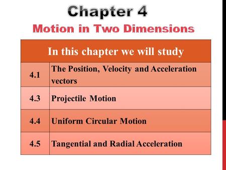 Motion in Two Dimensions